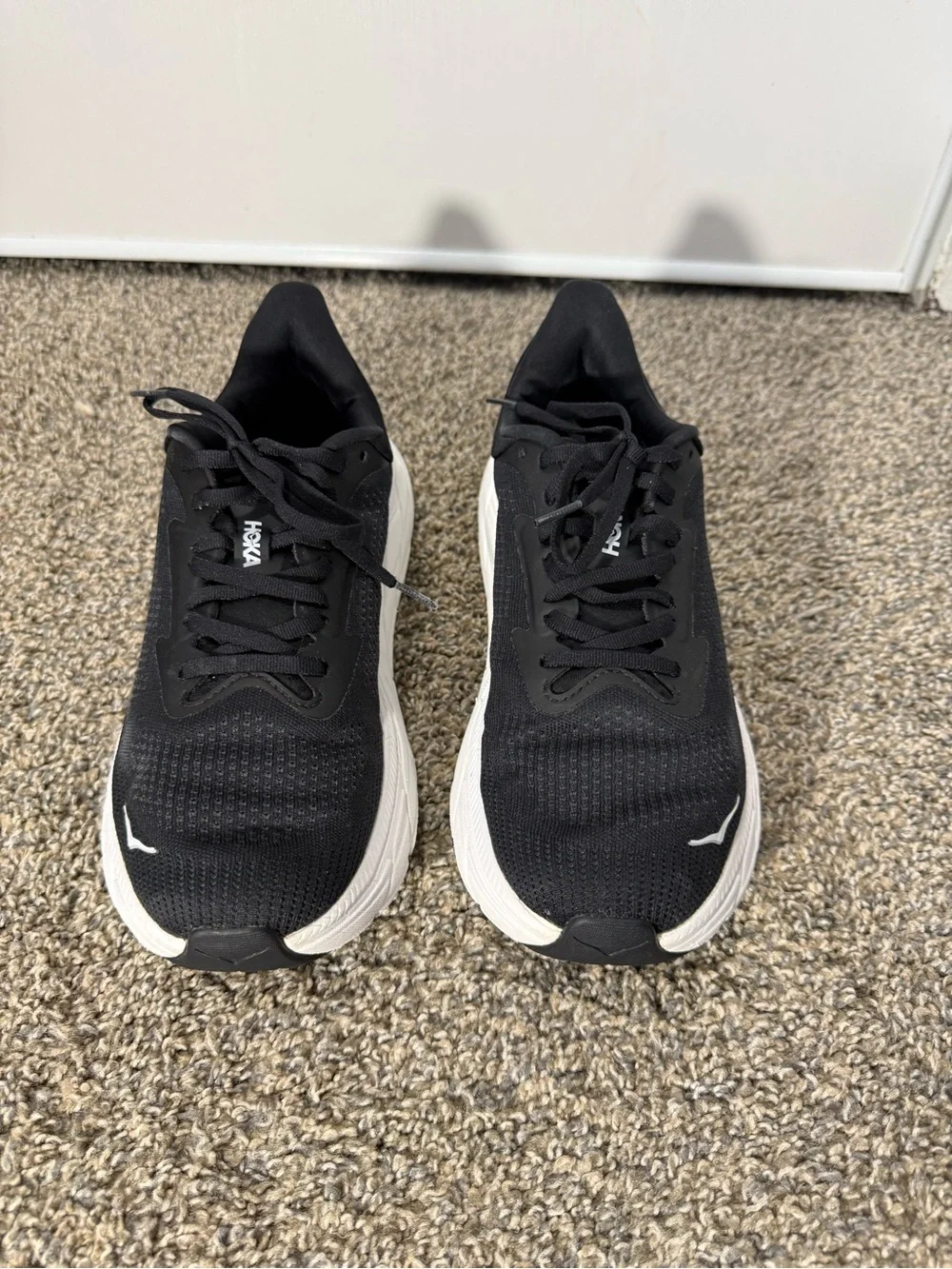Hoka Black and White Mesh Running Shoes - Picture 2 of 7
